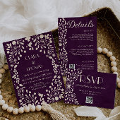 Carte D'accompagnement Mexican Purple Wedding Details QR code
