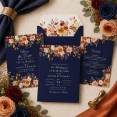 Save The Date Midnight Blue Brûlé Orange Fleur Sauvage