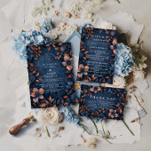 Midnight Copper Floral Wedding Bedankkaart