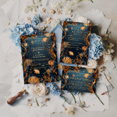 Midnight Deep Sea Gold Nautical Wedding Kaart