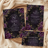 Invitation Mariage gothique violet de minuit