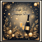 Midnight Gold Champagne Dreams New Year Bubbly Fun Acryl Uitnodigingen