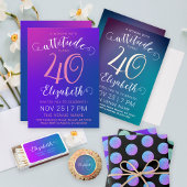 Invitation Simple Stylish Fun Blue White 60th Bold Typography