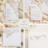 Carte de détails de mariage simple rose blush flor