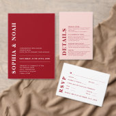 Invitation Minimal romantique rouge & blanc Mariage moderne (Personnalisez la collection de ce créateur indépendant. )