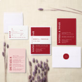 Invitation Minimal romantique rouge & blanc Mariage moderne (Personnalisez la collection de ce créateur indépendant.)