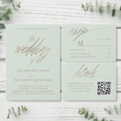 Sticker Rond Sage minimal Vert & Faux Gold Wedding Favoriser (Personnalisez la collection de ce créateur indépendant.)