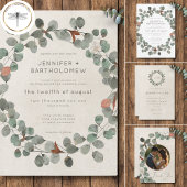 Minimal Rust Green Eucalyptus Krans Details Informatiekaartje