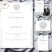 Invitation Typographie minimale Mariage photo Black White She
