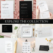 Assiettes En Carton Gâteau moderne noir et blanc Mariage