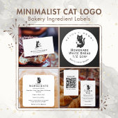 Carte De Visite Code QR de révision de croissant de chat minimalis