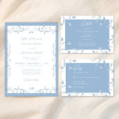 Invitation Minimalist Dusty Blue Chinoiserie Floral Wedding