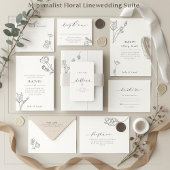 Tampon Auto-encreur Minimalist Floral Line Art Wedding 