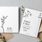 Invitation Mariage minimaliste de fleur de trait
