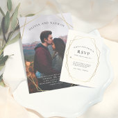 Gold Geometric Custom Verloving Photo Weddenschap Magnetische Uitnodiging