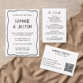 Cartons Réponse Mariage moderne avec QR Code noir et blanc (Personnalisez la collection de ce créateur indépendant. )
