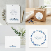 Invitation Minimalist Indigo Blue Ink Botanical Baby Shower