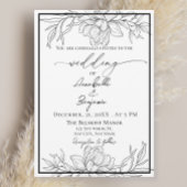 Minimalistische moderne bloemenbruiloft receptie informatiekaartje