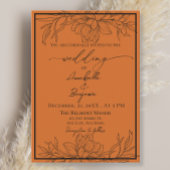 Minimalistische moderne terracotta bloemenbruiloft etiket