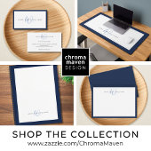 Minimalistische Navy Blue Script Twee Rand Monogra Post-it® Notes