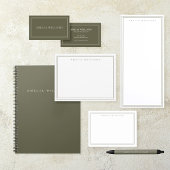 Carnet Elegant Minimalist Olive Green Monogram