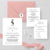 Invitation Monogramme rose minimaliste