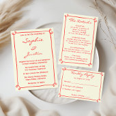 Carte de réponse RSVP de mariage au script rouge m