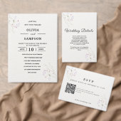 Menu Mariage fleurs aquarelle minimalistes blanches (Personnalisez la collection de ce créateur indépendant. )