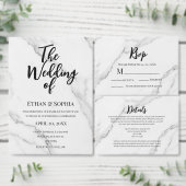 Carte de menu de mariage à texture de marbre blanc (Personnalisez la collection de ce créateur indépendant.)
