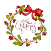 Watercolor Mistletoe Wreath with Bow Ronde Sticker