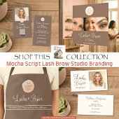Carte De Visite Mocha Brown Cream Script Photo Lashes and Brows