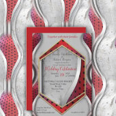 Invitation Gras moderne métal 3D Gris rouge texture look