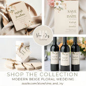 Save The Date Beige Moderne Aquarelle Floral Mariage Photo