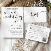 Bandeau De Faire-part Modern Black & White Calligraphy Wedding