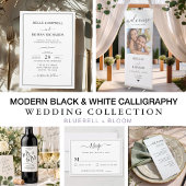 Menu de mariage simple noir et blanc