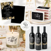 Invitation moderne noire et or pour 50e anniversai