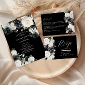 Save The Date Mariage floral noir et blanc moderne