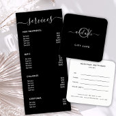 Moderne Élégant Simple Spa Noir Salon Service Menu