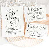 Modern Black Heart Script Wedding Accommodations Informatiekaartje