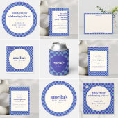 Carte De Remerciements Abstract Checkerboard Blue Custom Baby Shower