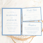 Carte D'accompagnement Modern Blue Border Wedding Reception