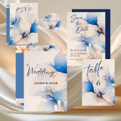 Invitation Mariage Fleur Moderne Bleue