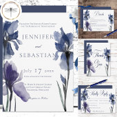 Save The Date Fleurs bleu Iris Bleu Mariage moderne