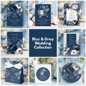 Save The Date Blues modernes et Mariage floral gris