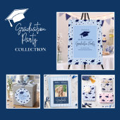 Faire-part Modern Elegant Blue White Photo Graduation