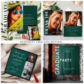 Moderne Afstuderen smaragdgroene foto Afstuderen Bedankkaart