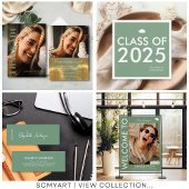 Gobelets En Papier Fête de graduation personnalisée moderne Sage Gree