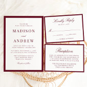 Invitation Modern Burgundy Border Wedding