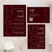 Serviette En Papier Modern Burgundy Monogram Minimalist Wedding