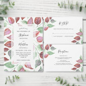 Waterverf Bourgondië verlaat bruiloft Save the Dat Aankondigingskaart (Personaliseer de collectie van deze zelfstandige maker.)